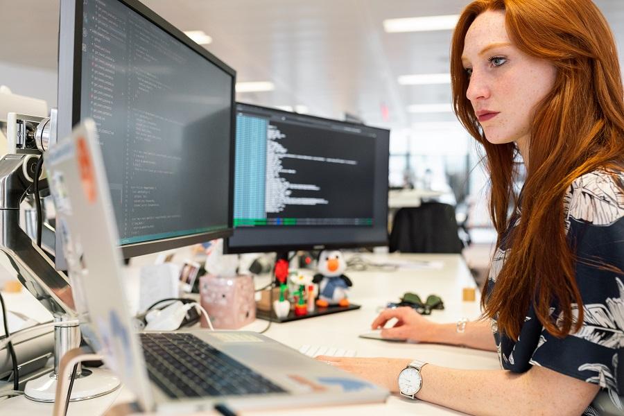 A woman coding